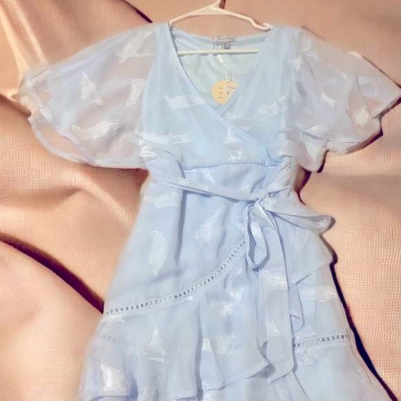 NWT TwoSisters The Label size 2 US XS Light Blue Chiffon dress with liner slip - Picture 9 of 13